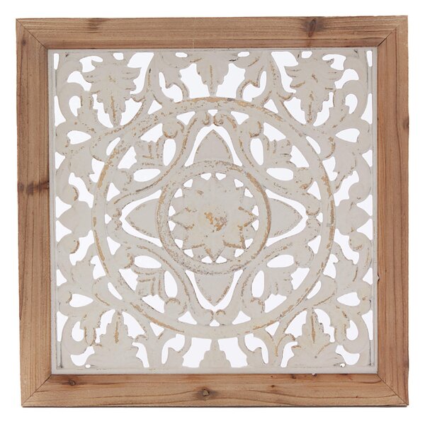 Pannello da Parete Intagliato 44x3xH44 cm in Abete Bianco