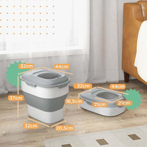 PawHut Porta Crocchette Cani Capacità 5-25L con Chiusura Ermetica e Box Deumidificante, in PP e TPE, 44x32x37 cm, Grigio | Aosom Italy