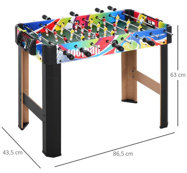 HOMCOM Calcio Balilla con 2 Tabelloni Segnapunti, in Legno, Acciaio Inox e Plastica, 86.5x43.5x63 cm, Multicolore | Aosom Italy