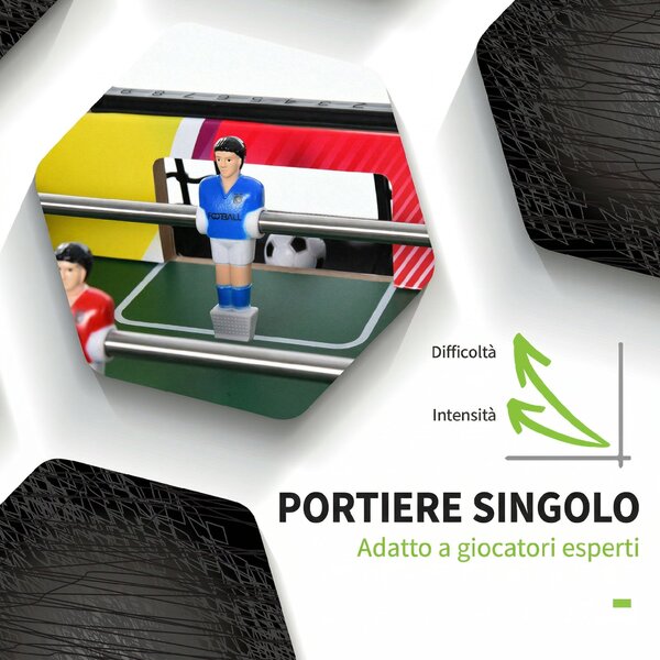 HOMCOM Calcio Balilla con 2 Tabelloni Segnapunti, in Legno, Acciaio Inox e Plastica, 86.5x43.5x63 cm, Multicolore | Aosom Italy