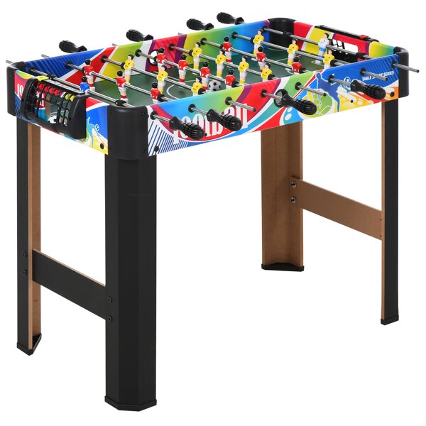 HOMCOM Calcio Balilla con 2 Tabelloni Segnapunti, in Legno, Acciaio Inox e Plastica, 86.5x43.5x63 cm, Multicolore | Aosom Italy