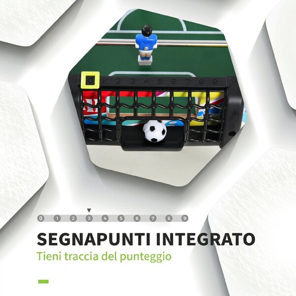 HOMCOM Calcio Balilla con 2 Tabelloni Segnapunti, in Legno, Acciaio Inox e Plastica, 86.5x43.5x63 cm, Multicolore | Aosom Italy