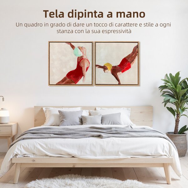 HOMCOM Set di 2 Quadri su Tela Moderni, Stampa Artistica da Parete con Ganci Inclusi, 40x40 cm | Aosom Italy