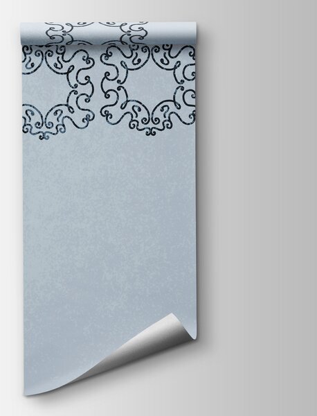 Carta da parati Sfondo blu con motivi in bianco e nero, Carta da parati design, Carta da parati popolare, t00974v2 - Tapeko.it