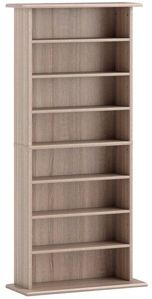 HOMCOM Scaffale Porta CD con 6 Ripiani Regolabili, Capacità di 360 CD/185 DVD, 58x24x124.5 cm, Color Legno | Aosom Italy