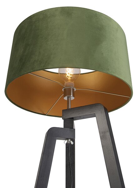 Lampada da terra a treppiede nera con paralume verde e oro 50 cm - Puros