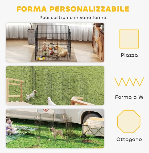 PawHut Recinto per Cani Recinto Espandibile Pieghevole in Metallo 50x80 cm Nero | Aosom Italy