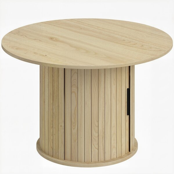 HOMCOM Tavolino da Caffè Rotondo Ø80 cm con Vano Portaoggetti, Tavolino Salotto Moderno con Base a Colonna Dogata, Legno Naturale | Aosom Italy