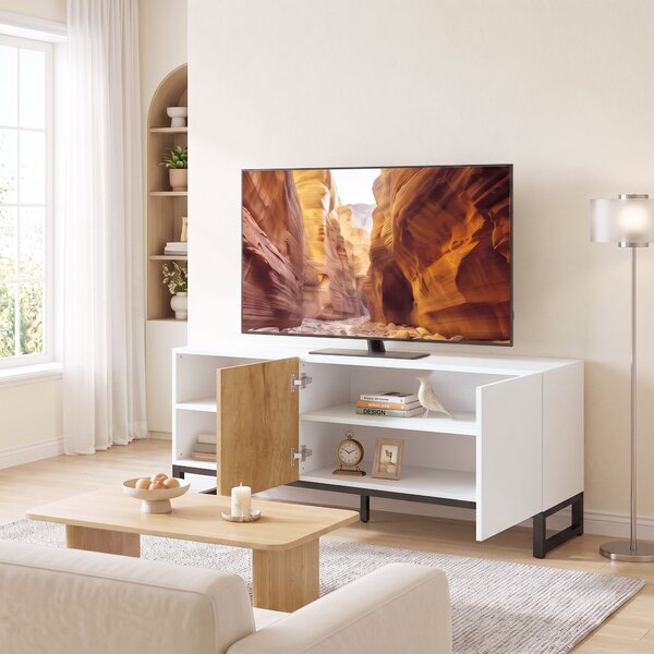HOMCOM Mobile TV fino a 55 Pollici, Porta TV con Ripiani Regolabili, Bianco | Aosom Italy