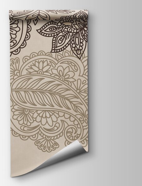 Carta da parati Bordo con motivo paisley e fiori, Carta da parati design, Carta da parati popolare, t00951v1 - Tapeko.it