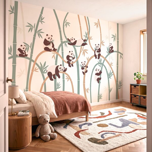 Carta da parati Panda su un albero, Carta da parati animali, Carta da parati popolare, t00963 - Tapeko.it