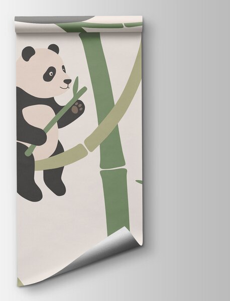 Carta da parati Gruppo di panda su un bambù, Carta da parati animali, Carta da parati popolare, t00963v2 - Tapeko.it