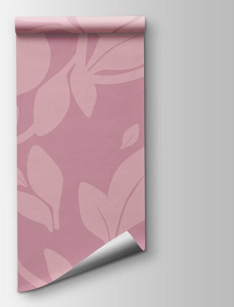 Carta da parati Motivo rosa con foglie, Carta da parati Floreale, Carta da parati popolare, t00965v2 - Tapeko.it
