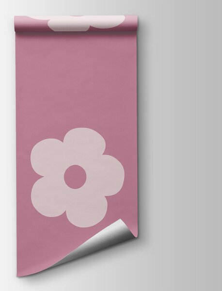 Carta da parati Motivo floreale rosa e bianco, Carta da parati Floreale, Carta da parati popolare, t00966 - Tapeko.it