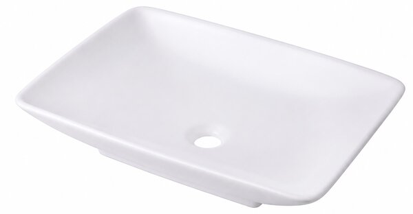 Lavabo Relaxdays, altezza x larghezza x profondità: 10 x 59 x 37 cm, senza foro per rubinetto e senza troppofilo, in Vetroceramica, con effetto lotus, lavabo da appoggio, bianco