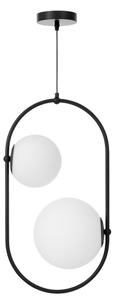 Lampada sospensione con sfera bianca e struttura nera SORENTO D30