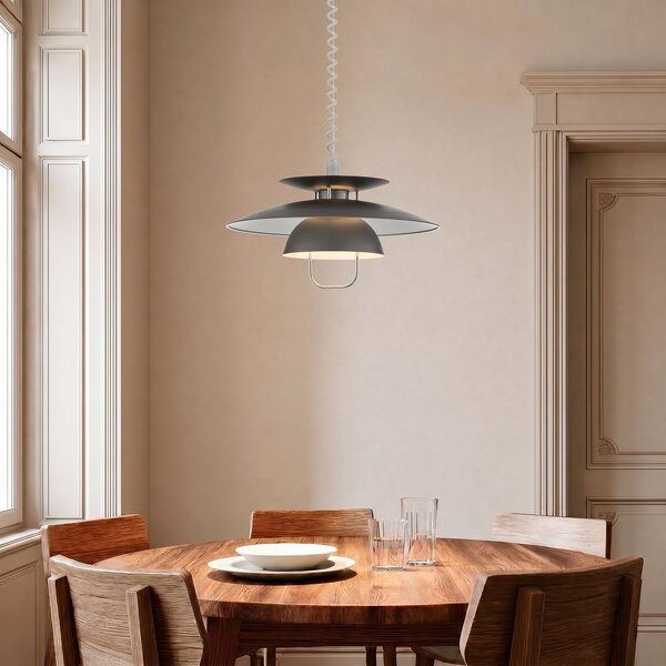 Lampada a sospensione Lindby, Nadija, dimmerabile, Grigio, Cucina, Metallo, Scandinavo