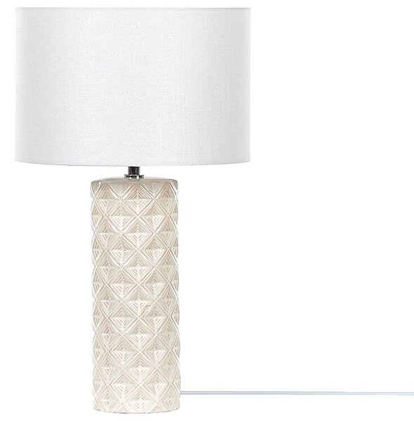 Lampada da tavolo stile marinaro in corda e tessuto beige