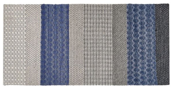 Tappeto rettangolare lana grigio e blu 80 x 150 cm Beliani