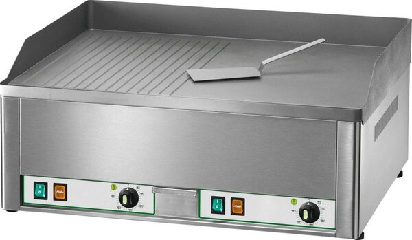 Piastra elettrica grill KBS 6kW 2 zone di riscaldamento 1/2 liscia + 1/2 rigata 665x570x300 mm