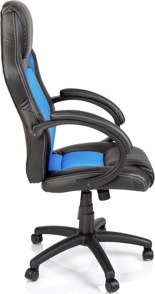 TRESKO Racing sedia direzionale sedia da ufficio sedia girevole sedia sportiva sedia da ufficio sedia da scrivania nero/azzurro