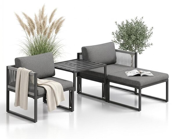 Mucola gruppo di sedute alluminio balcone set salotto resistente alle intemperie antracite giardino lounger tavolo balcone mobili terrazza mobili da esterno giardino