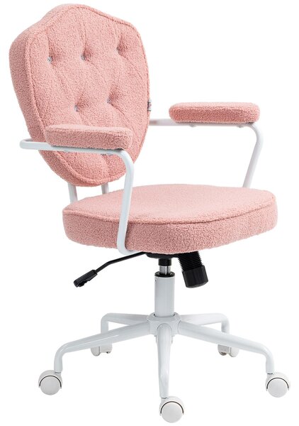 Sedia da ufficio HOMCOM, sedia da scrivania ergonomica con funzione oscillante, girevole, rosa