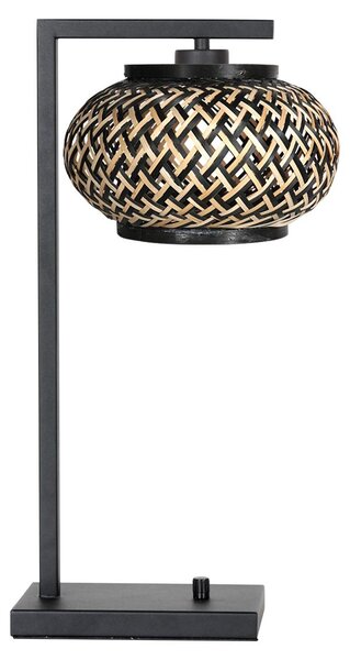 Lampada da tavolo - nero - Stang - bambù metallo - lampada da comodino - E27 - 4461ZW - Steinhauer