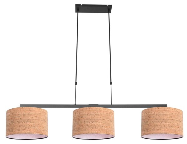 Lampada a sospensione - naturale nero - Stang - metallo tessile - grande lampada da tavolo da pranzo - E27 - 4363ZW - Steinhauer