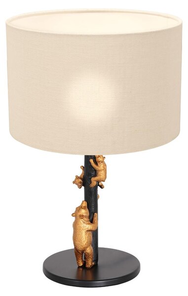 Lampada da tavolo - nero - Animaux - lino metallo tessile - Ø 17cm - E27 - 8232ZW - Anne Lighting