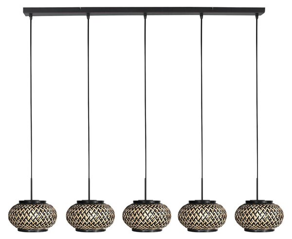 Lampada a sospensione - naturale nero - HaloSwap - bambù metallo - grande lampada da tavolo da pranzo - E27 - 4528ZW - Steinhauer