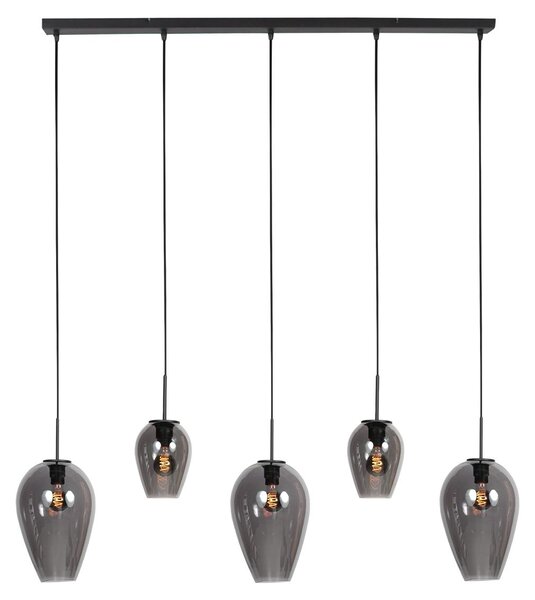 Lampada a sospensione - nero - HaloSwap - vetro metallo - grande lampada da tavolo da pranzo - E27 - 4280ZW - Mexlite