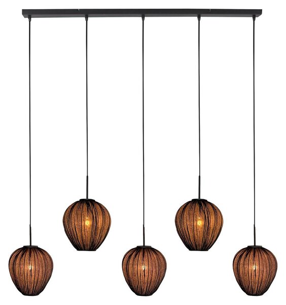Lampada a sospensione - nero - HaloSwap - metallo tessile - grande lampada da tavolo da pranzo - E27 - 4287ZW - Mexlite