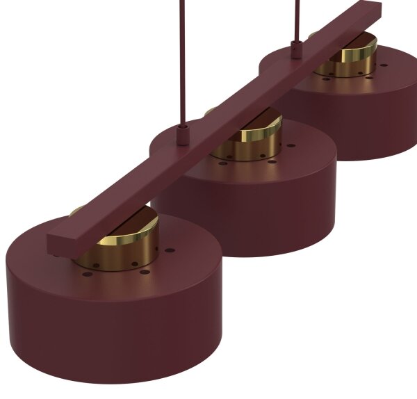 Lampada sospesa con cavo MARTI 3xE27/15W/230V bordeaux/oro