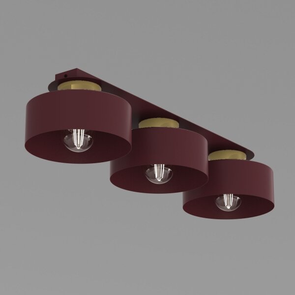 Plafoniera MARTI 3xE27/15W/230V 68x20,5 cm bordeaux/oro