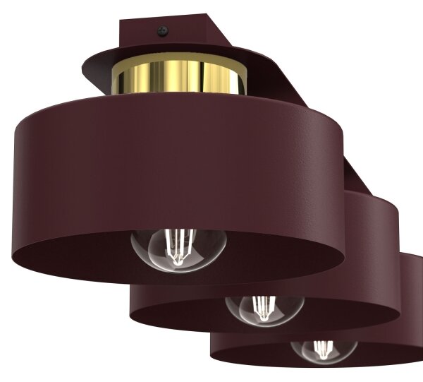 Plafoniera MARTI 3xE27/15W/230V 68x20,5 cm bordeaux/oro