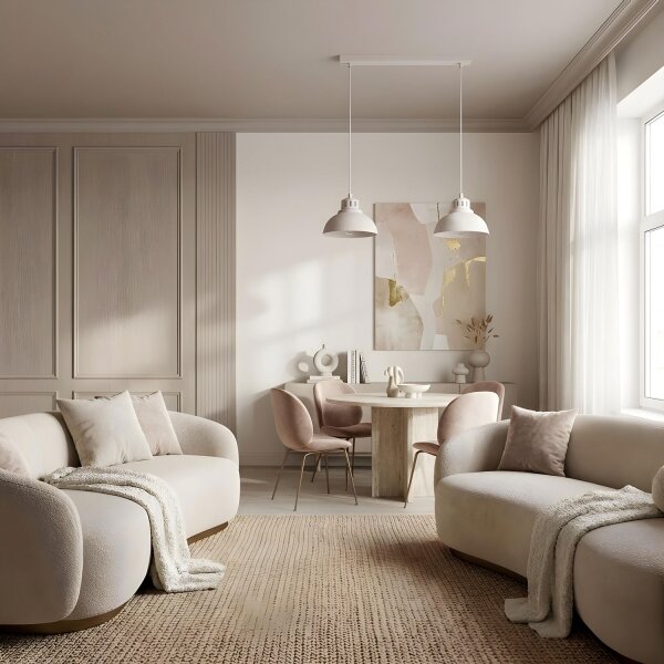 Lampadario a sospensione con cavo SVEN 2xE27/15W/230V colore crema