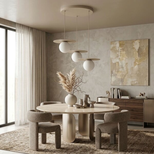 Lampadario a sospensione FLAT 3xE27/15W/230V beige