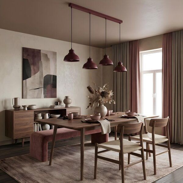 Lampadario a cavo SVEN 4xE27/15W/230V bordeaux