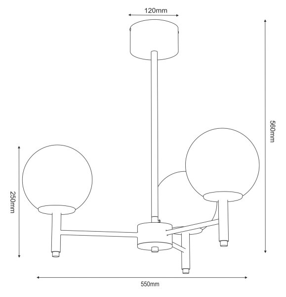 Lampadario a stelo AWINION 3xE27/15W/230V