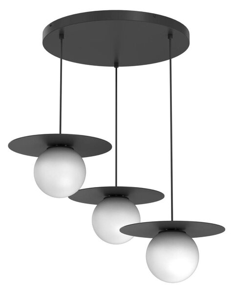 Lampadario a sospensione su cavo FLAT 3xE27/15W/230V nero