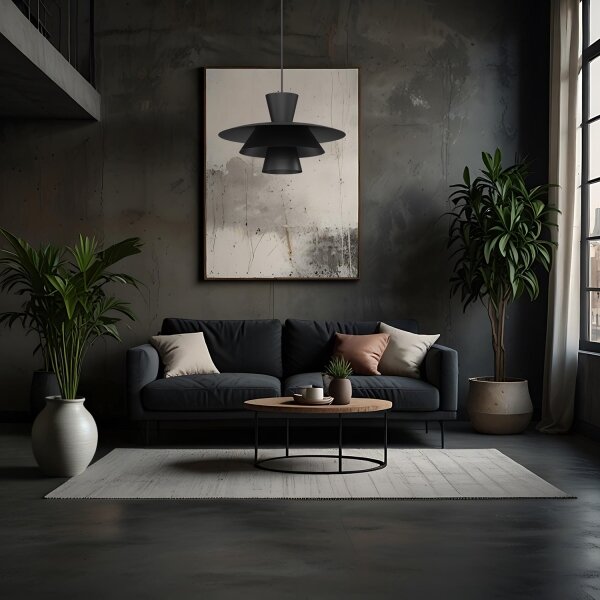 Lampadario a sospensione su cavo PLATO 1xE27/15W/230V nero