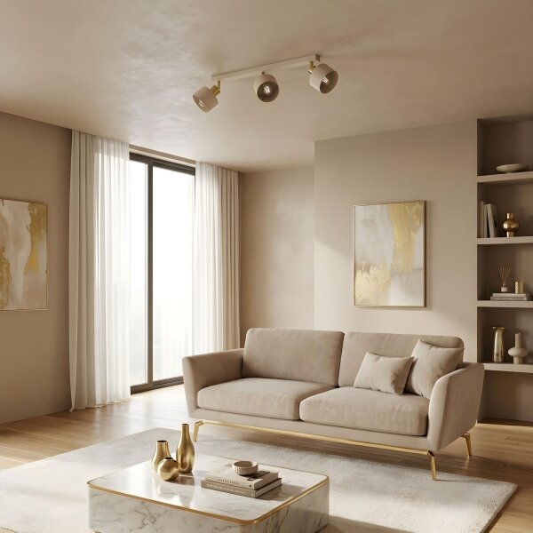 Faretto PARKLA 3xE27/15W/230V beige/oro