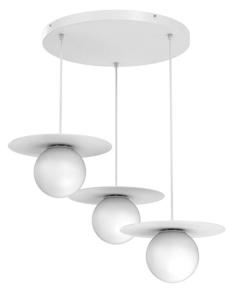 Lampadario sospeso con cavo FLAT 3xE27/15W/230V bianco