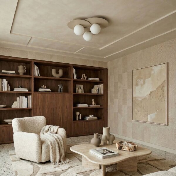 Plafoniera FLAT 3xE27/15W/230V 55x60 cm beige