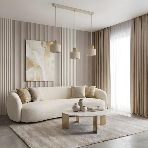 Lampadario sospeso a cavo PARKLA 3xE27/15W/230V beige/oro