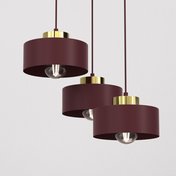 Lampadario a sospensione con cavo MARTI 3xE27/15W/230V borgogna/oro