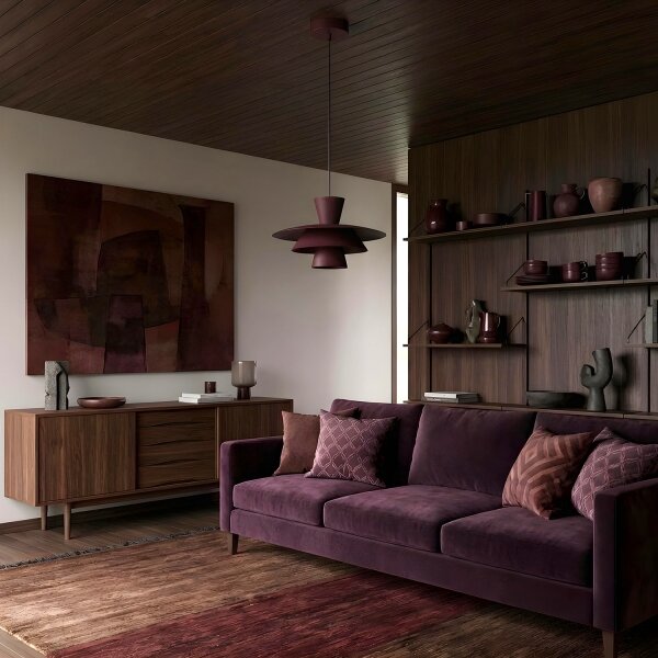 Lampadario su cavo PLATO 1xE27/15W/230V bordeaux