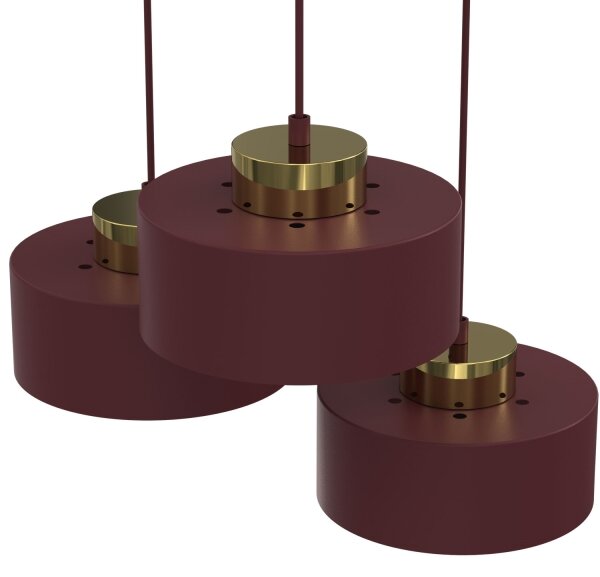 Lampadario a sospensione con cavo MARTI 3xE27/15W/230V borgogna/oro