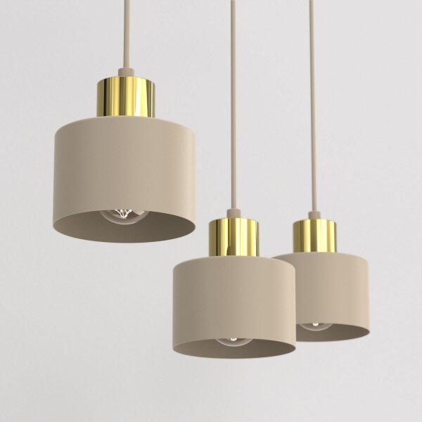Lampadario sospeso a cavo PARKLA 3xE27/15W/230V beige/oro
